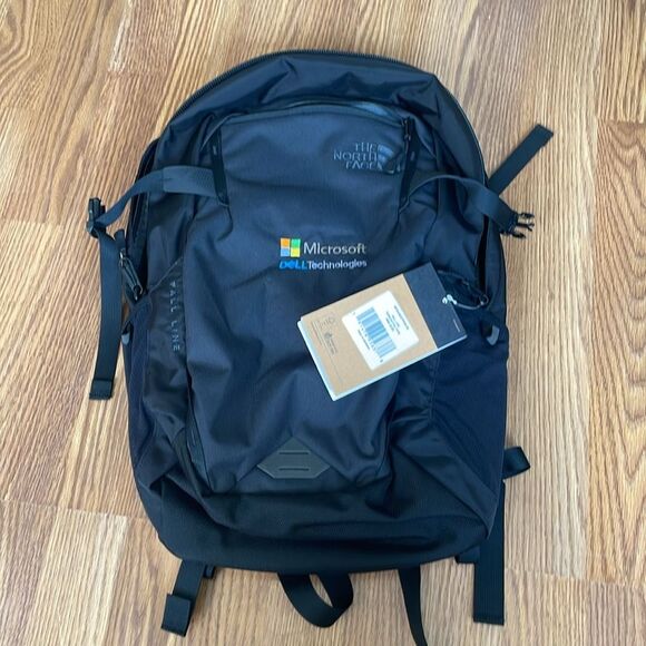 The North Face Fall Line Backpack Black With Microsoft Logo Unisex  NWT - Picture 1 of 13